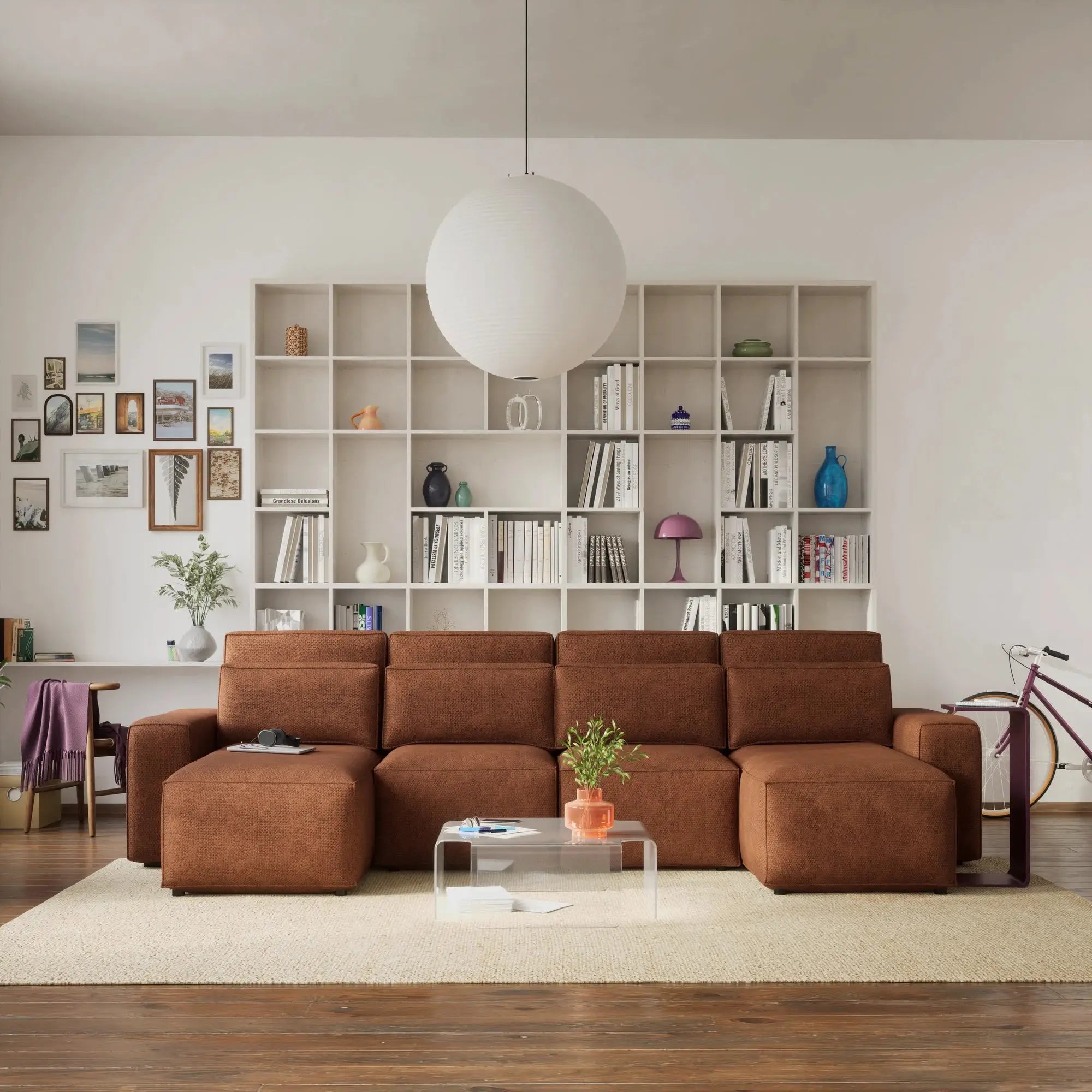 Divano Letto Angolare JORDAAN - Forma U - Terracotta