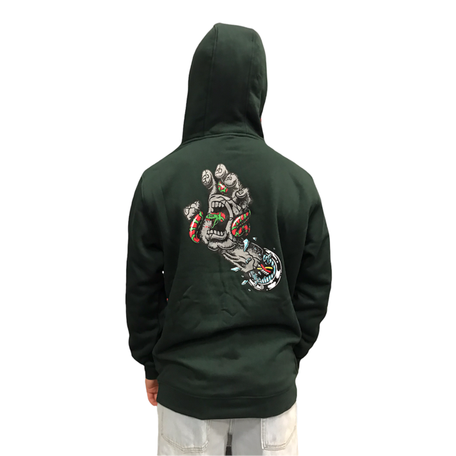 Santa Cruz felpa con cappuccio da uomo Pool Snakes Hand Hood SCA-HDY-501 verde