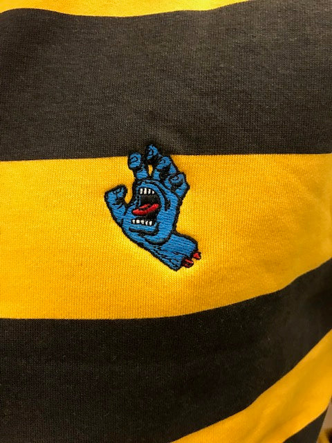 Santa Cruz felpa mezza zip a righe da uomo Mini Screaming Hand  SCA-CRW-070 giallo
