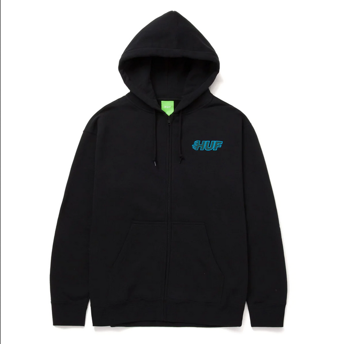 HUF Felpa con cappuccio e cerniera intera Enforcer PF00522 nero