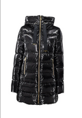 Relish Piumino da donna lungo manica lunga con cappuccio più coulisse più zip Fabic RDA2205009001n black