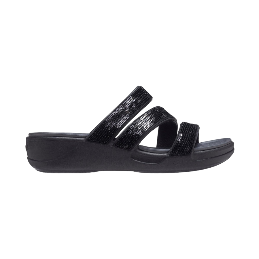 Crocs sandalo da donna Boca Sequin Strappy Wedge W 207645-BLK nero