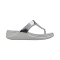 Crocs sandalo infradito con zeppa da donna Crocs Boca Sequin Wedge Flip W 207647-178 pearl white-silver