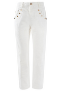 Yes Zee Pantalone 5 tasche da donna con baschina P331-WQ00-0107 bianco