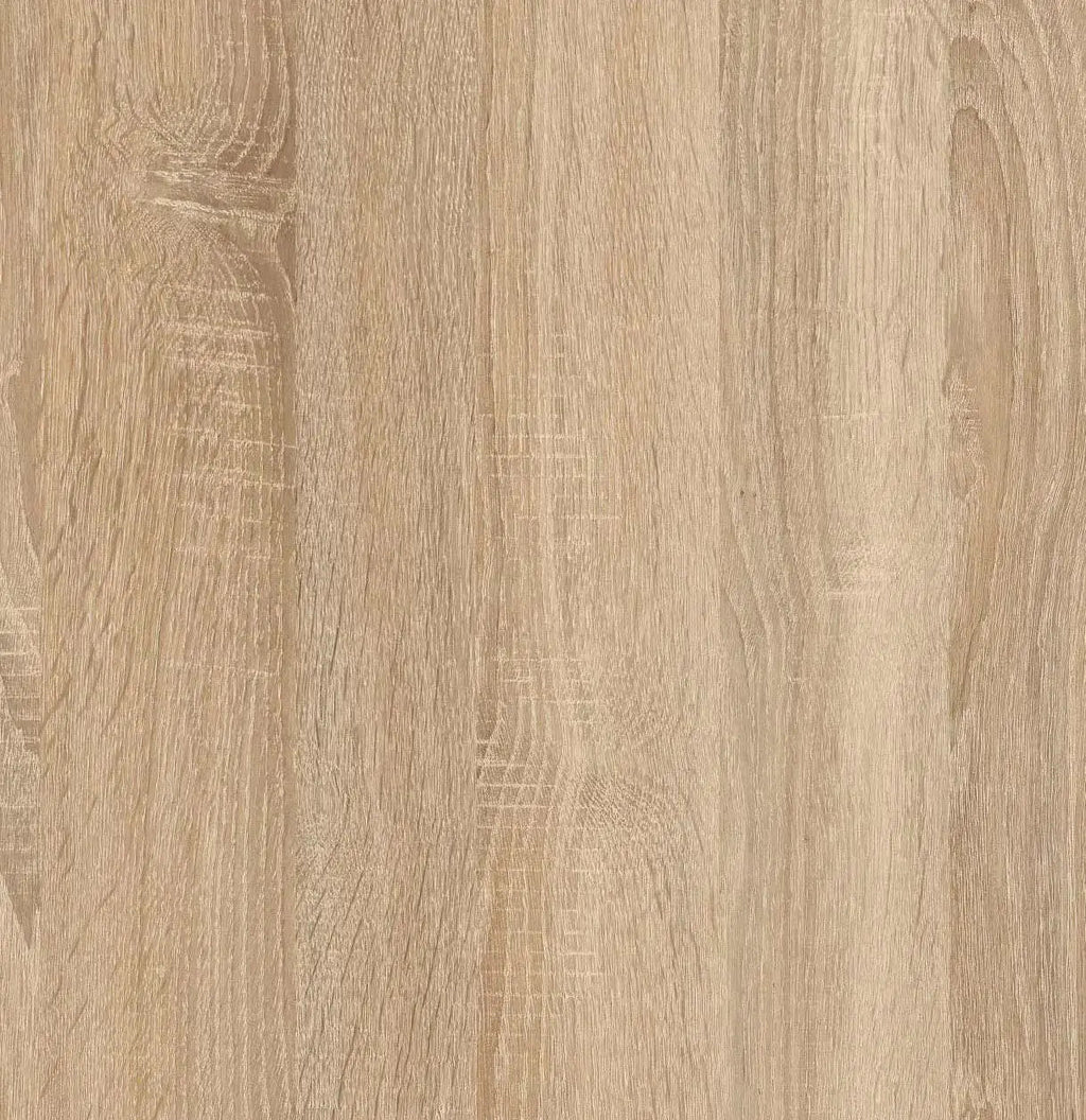 Scrivania reversibile in laminato rovere con cassettiera bianca