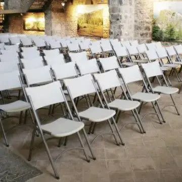 Sedia Pieghevole Catering 1: Metallo e ABS Bianco, cm 86x40x39