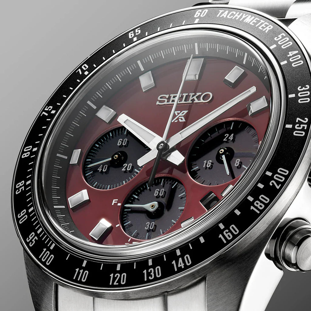 Seiko Prospex Speedtimer Solar Chronograph – Movimento Quarzo Solare, Rosso e Nero, 41,4mm – Cod. SSC927P1