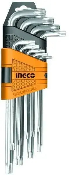 Set 9 chiavi torx con foro extra lunghe ingco