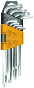 Set 9 chiavi torx con foro lunghe ingco