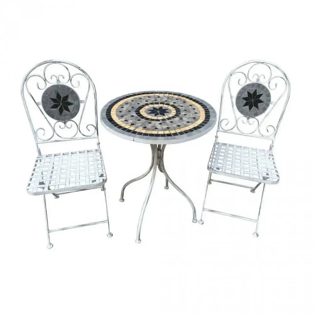 Set Bistro Alison 3 pezzi: Bianco Antico Tavolo cm 60x72, Sedie cm 36x35x91