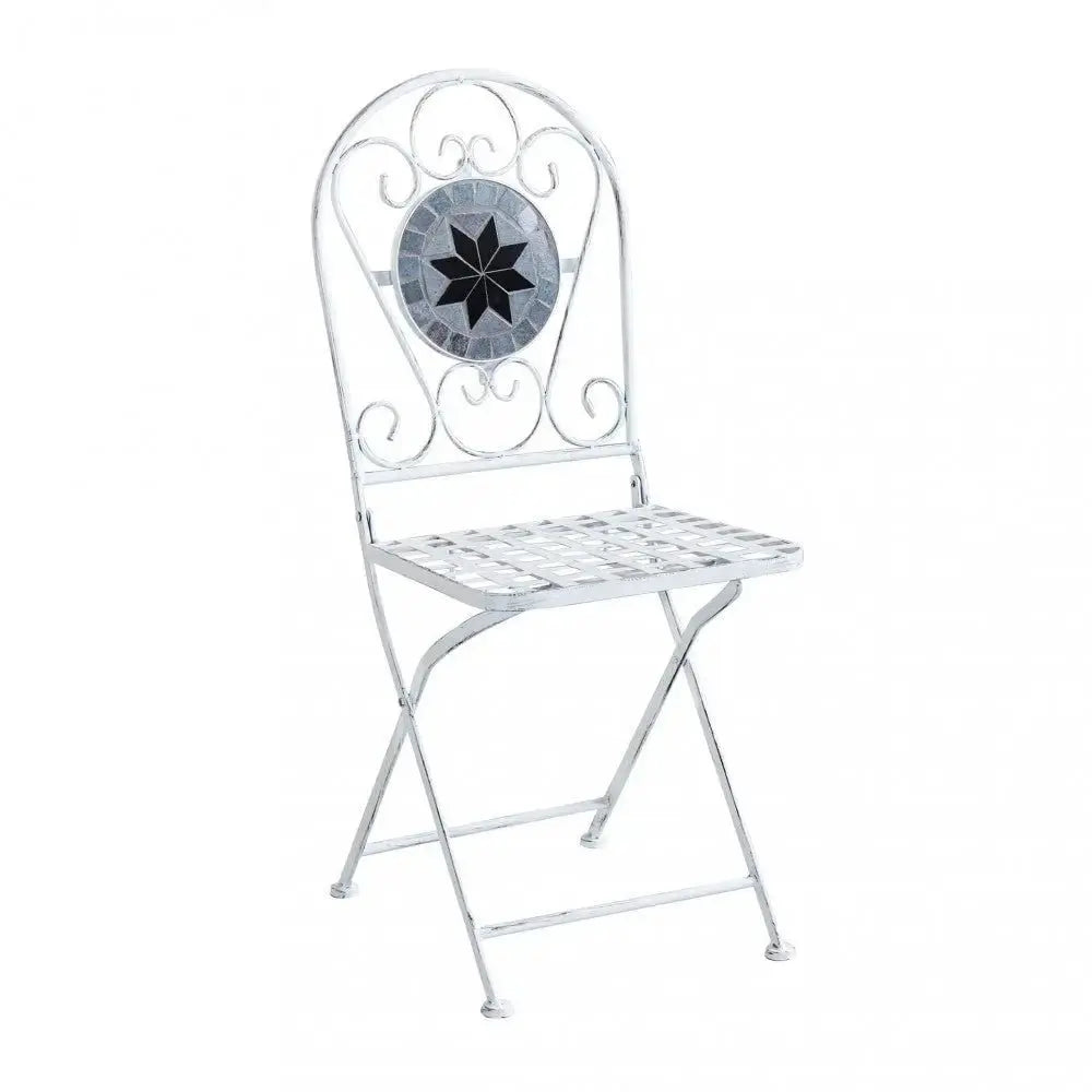 Set Bistro Alison 3 pezzi: Bianco Antico Tavolo cm 60x72, Sedie cm 36x35x91