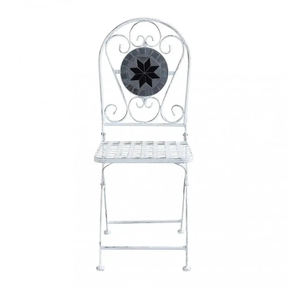 Set Bistro Alison 3 pezzi: Bianco Antico Tavolo cm 60x72, Sedie cm 36x35x91