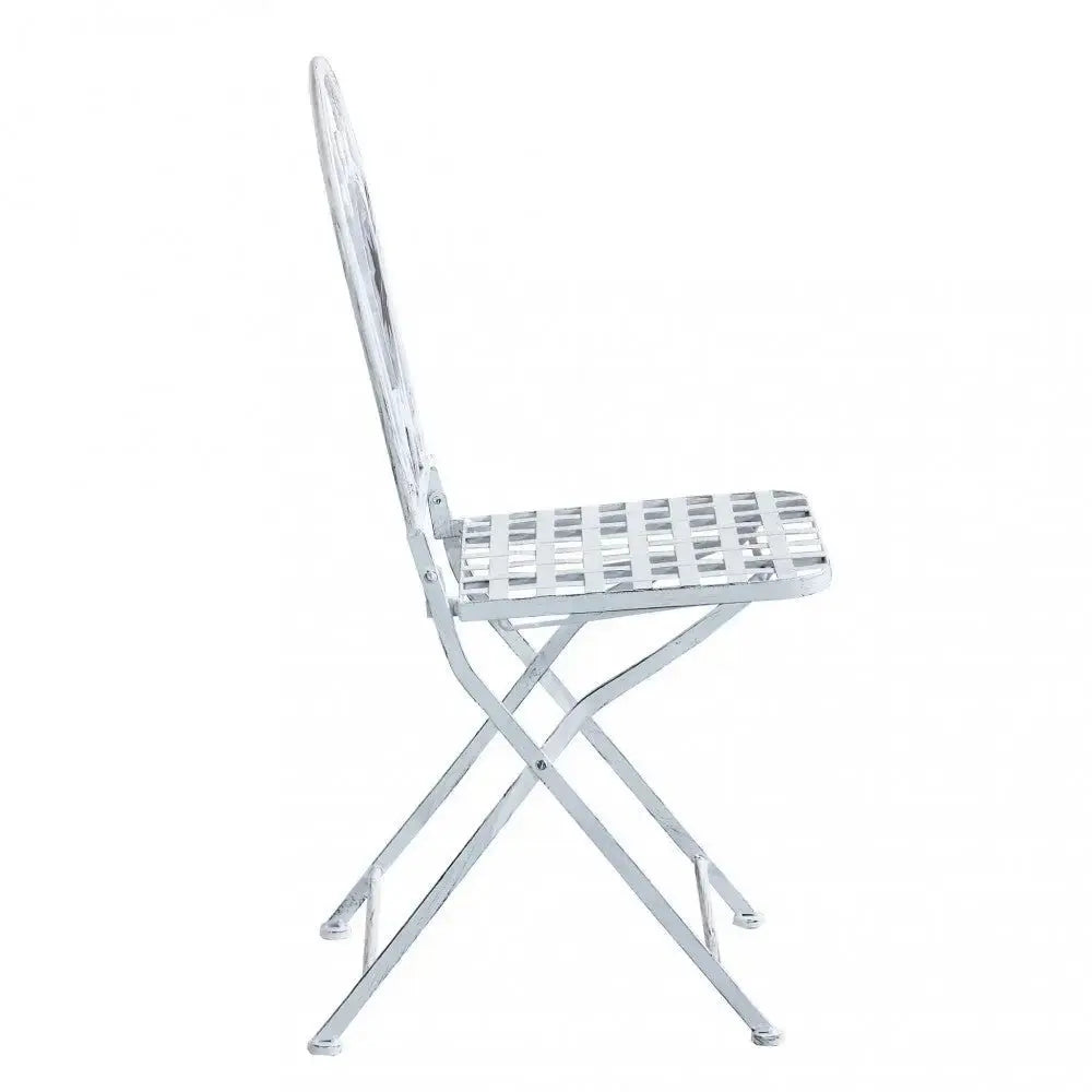Set Bistro Alison 3 pezzi: Bianco Antico Tavolo cm 60x72, Sedie cm 36x35x91