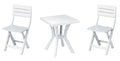 Set da giardino composto di tavolo con 2 sedie bianco