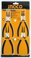 Set quattro pinze per anelli elastici ingco