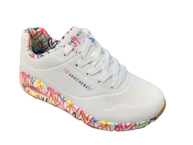 Skechers Uno Loving Love 155506 WHT Sneakers Donna Bianco Memory Foam
