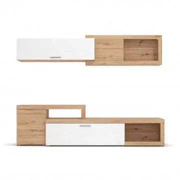 Soggiorno Kanas Rovere Artigiano e Bianco Laccato cm 248,5 x 41,5 x 201 h