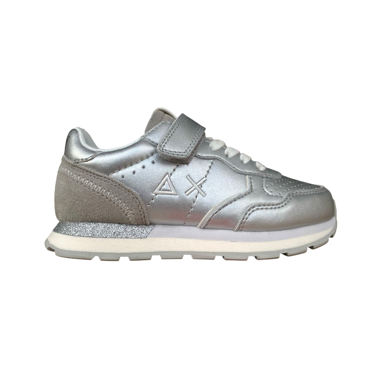 Sun68 scarpa sneakers in pelle con laccio elastico e stappo da bambina Big Ally Z35408K 44 argento