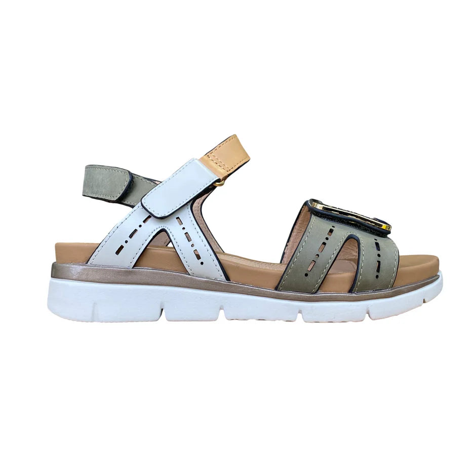 Stonefly sandalo da donna con fasce con velcro Elody 24 220834-BSE verde-bianco-marroncino