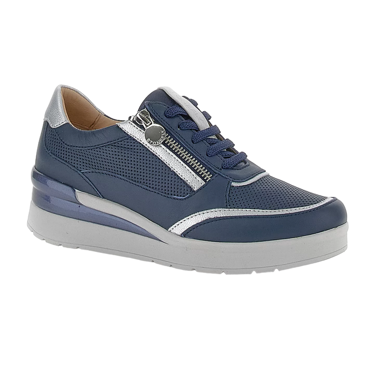 Stonefly scarpa casual da donna con cerniera Cream 52 in pelle nappa 220739 144 blu