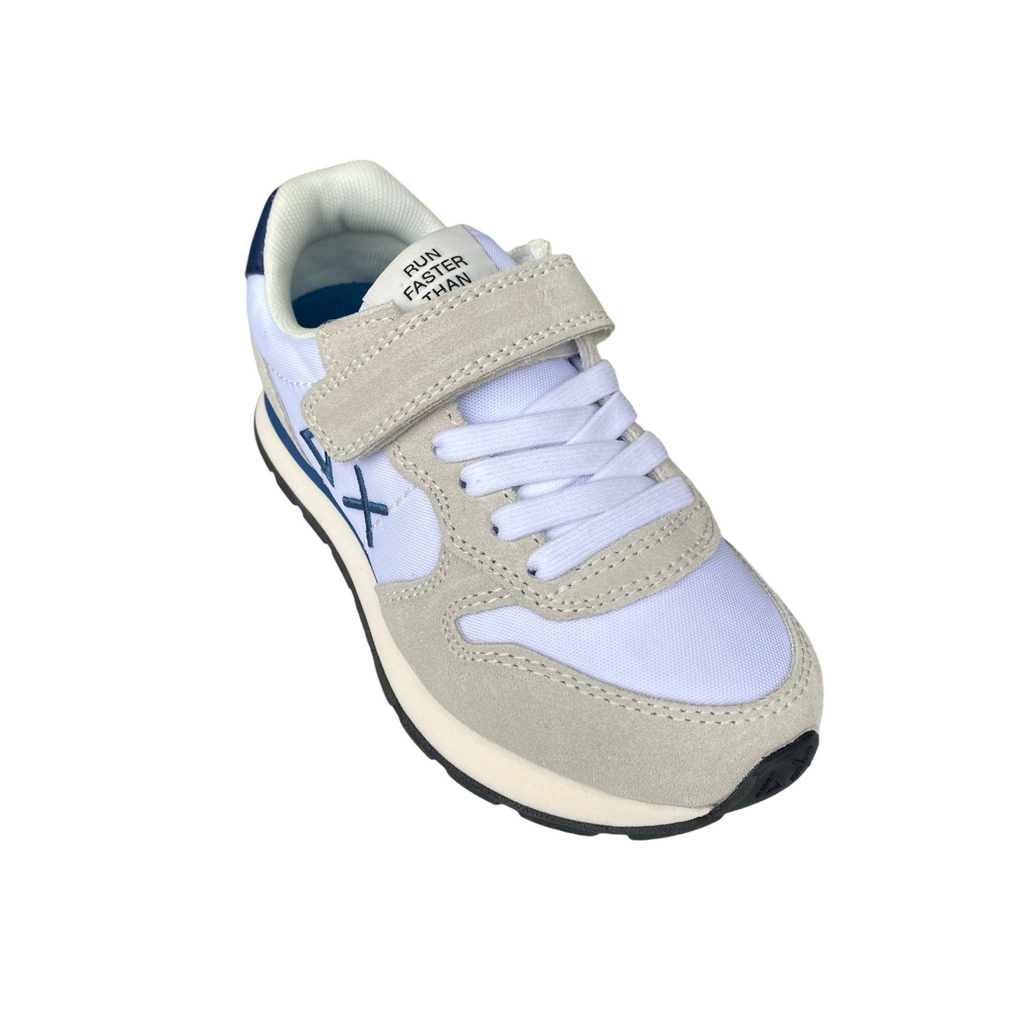Sun68 scarpa sneakers da bambino con strappo e laccio elastico Tom Solid Z35301K 01 bianco