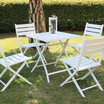 Tavolo pieghevole alabama 70 x 70 con struttura in alluminio bianco