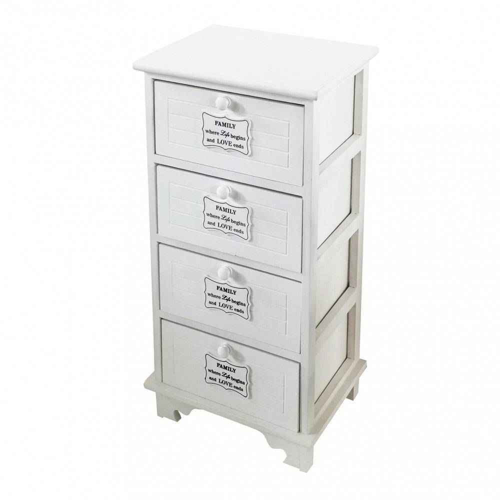 Mobiletto Biel 4 cassetti, legno, bianco, 37x28x73cm