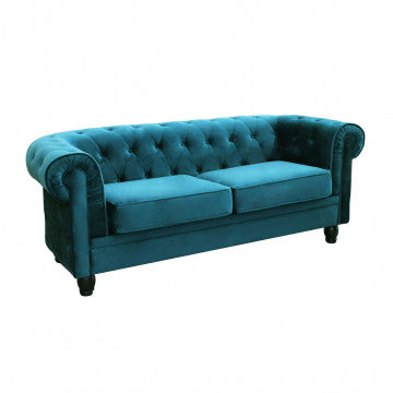 Divano Chesterfield in velluto blu o taupe con lavorazione capitonné