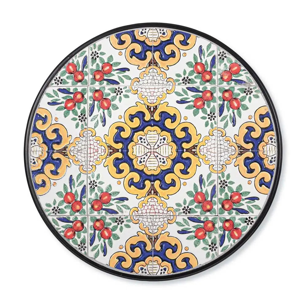 Sedia pieghevole Santorini in ferro e ceramica mosaico 39x47x92 cm