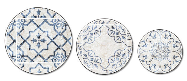 Set 3 Tavolini da Esterno in Ferro e Ceramica – Modello Erice, Resistente e Elegante