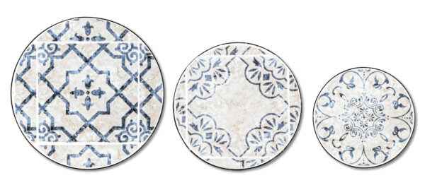 Set 3 Tavolini da Esterno in Ferro e Ceramica – Modello Erice, Resistente e Elegante