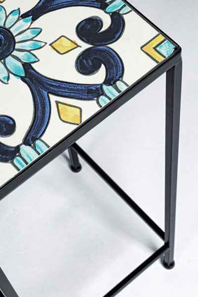 Set 3 Tavolini da Esterno in Ferro e Ceramica – Design Resistente