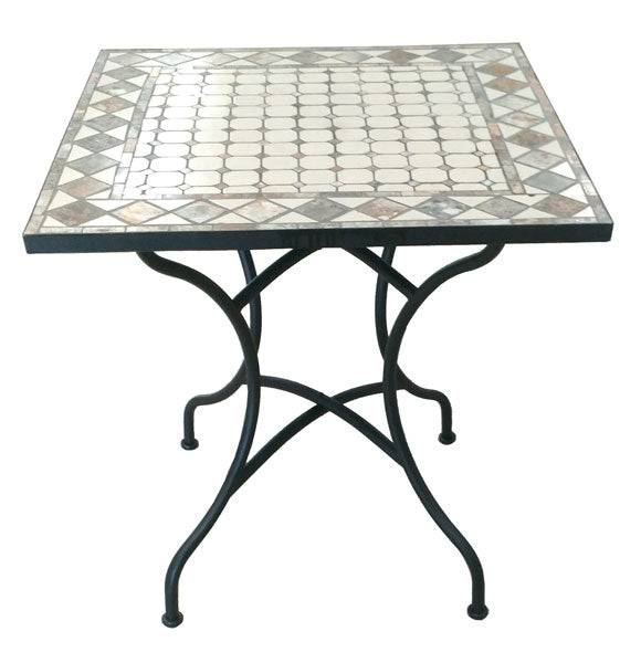 Tavolo in ferro battuto con mosaico 70x70x75h modello 11605