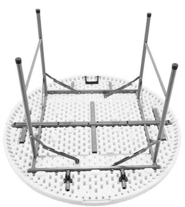 Tavolo Catering Pieghevole Tondo Ø120 cm – Struttura in Acciaio e Piano in Resina Bianca