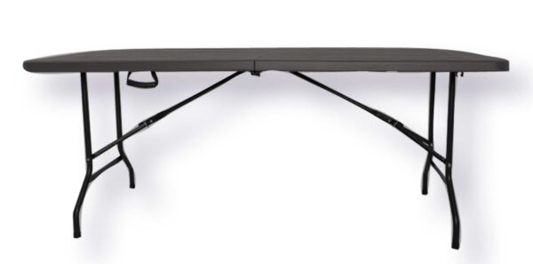 Tavolo Birreria Pieghevole 180x76 cm – Acciaio e Resina Dark Grey Effetto Legno