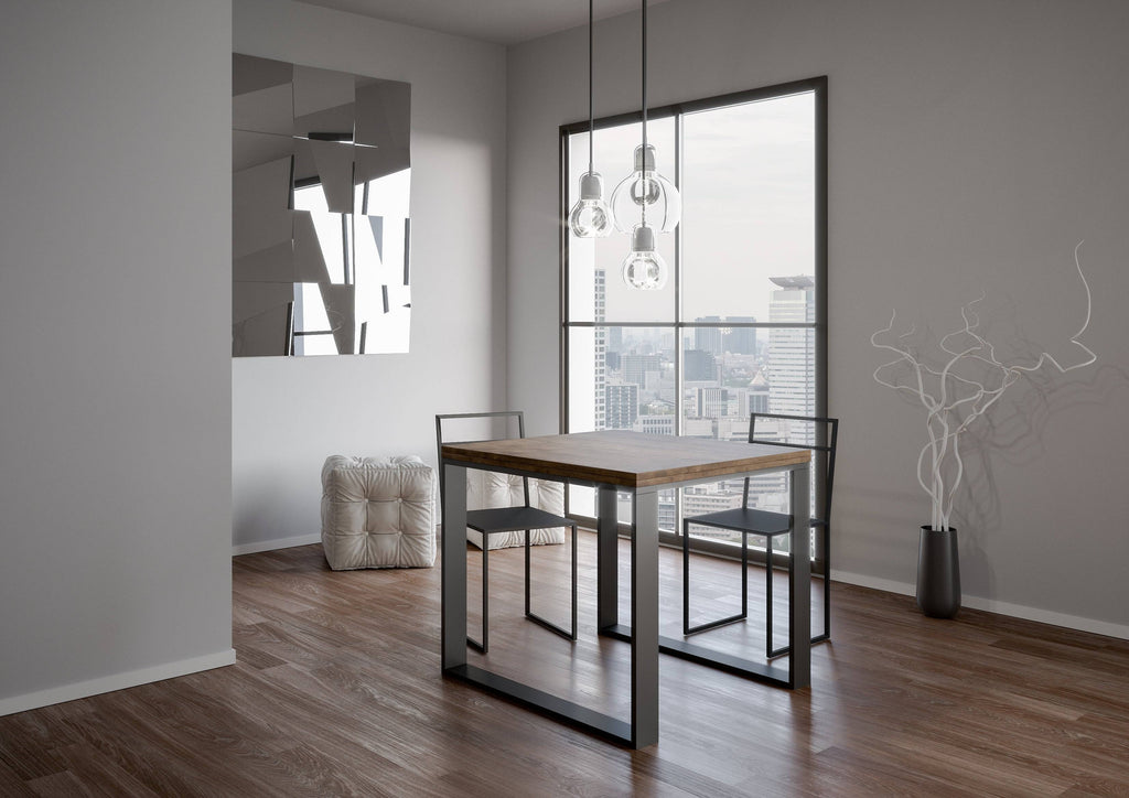 Tavolo apribile Tecno Libra con telaio Antracite, dimensioni 90x90/180 cm e 90x120/240 cm
