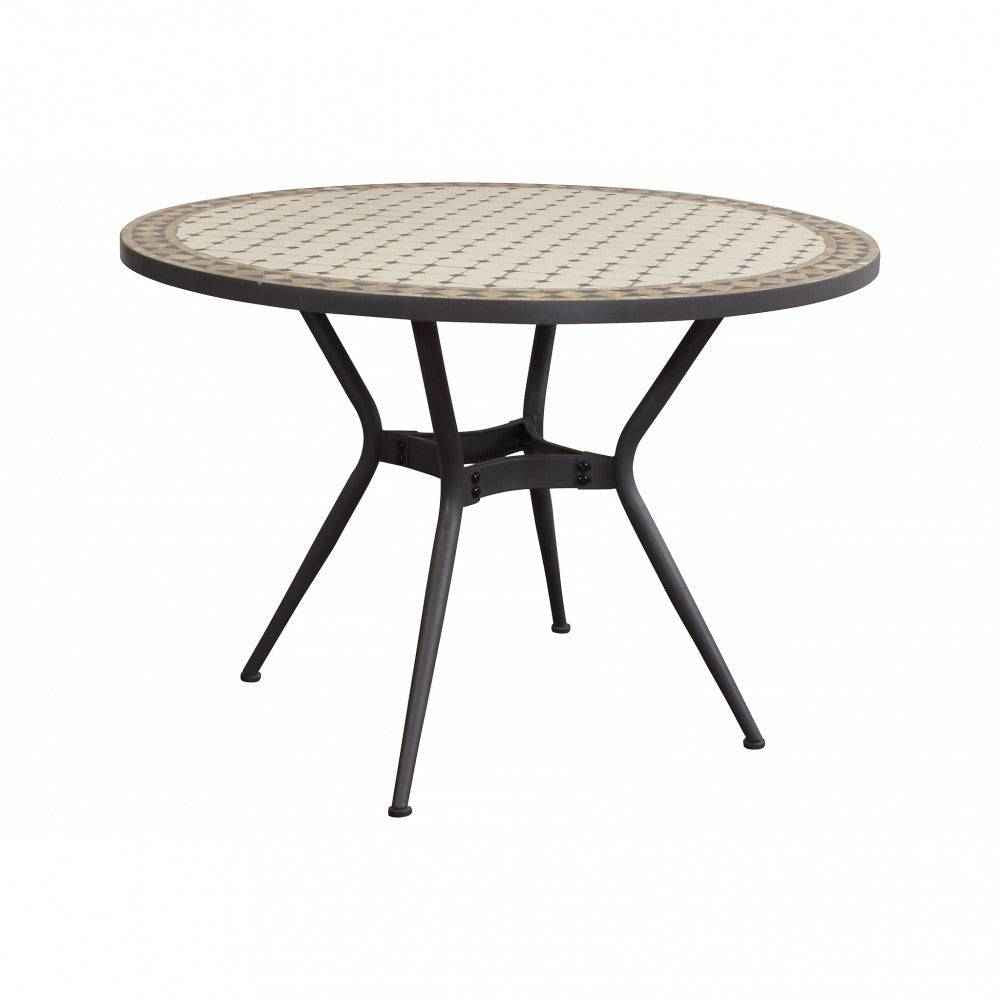 Tavolo da Giardino Ceramica, Prometeo Ø 110, Forma Circolare, Color Beige-Antracite