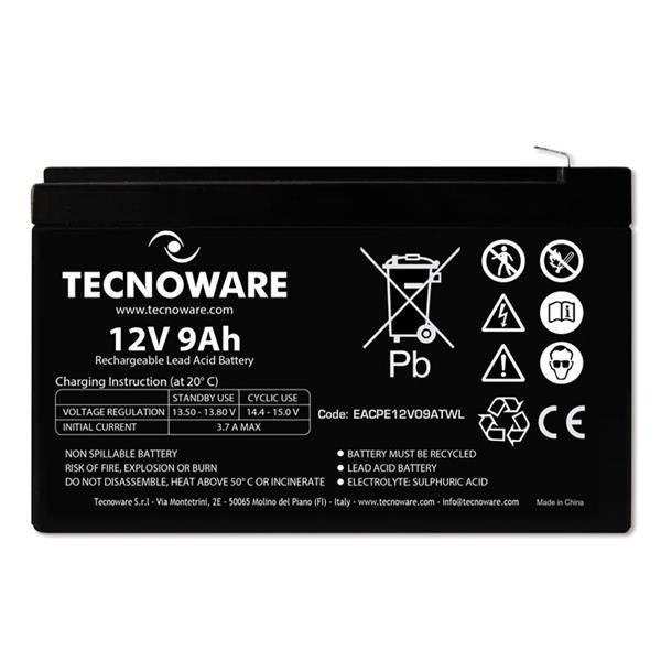 POWER BATTERY TECNOWARE 12V 9AH FASTON 6,3 MM LONG LIFE (24 Mesi di Garanzia) [EACPE12V09ATWL]