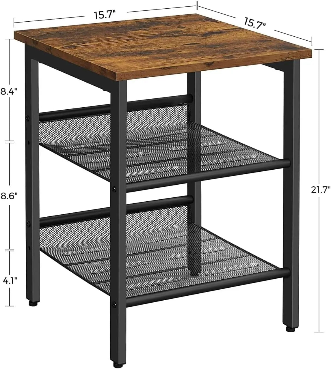 Tavolinetto industrial 2 ripiani 40x40x65h