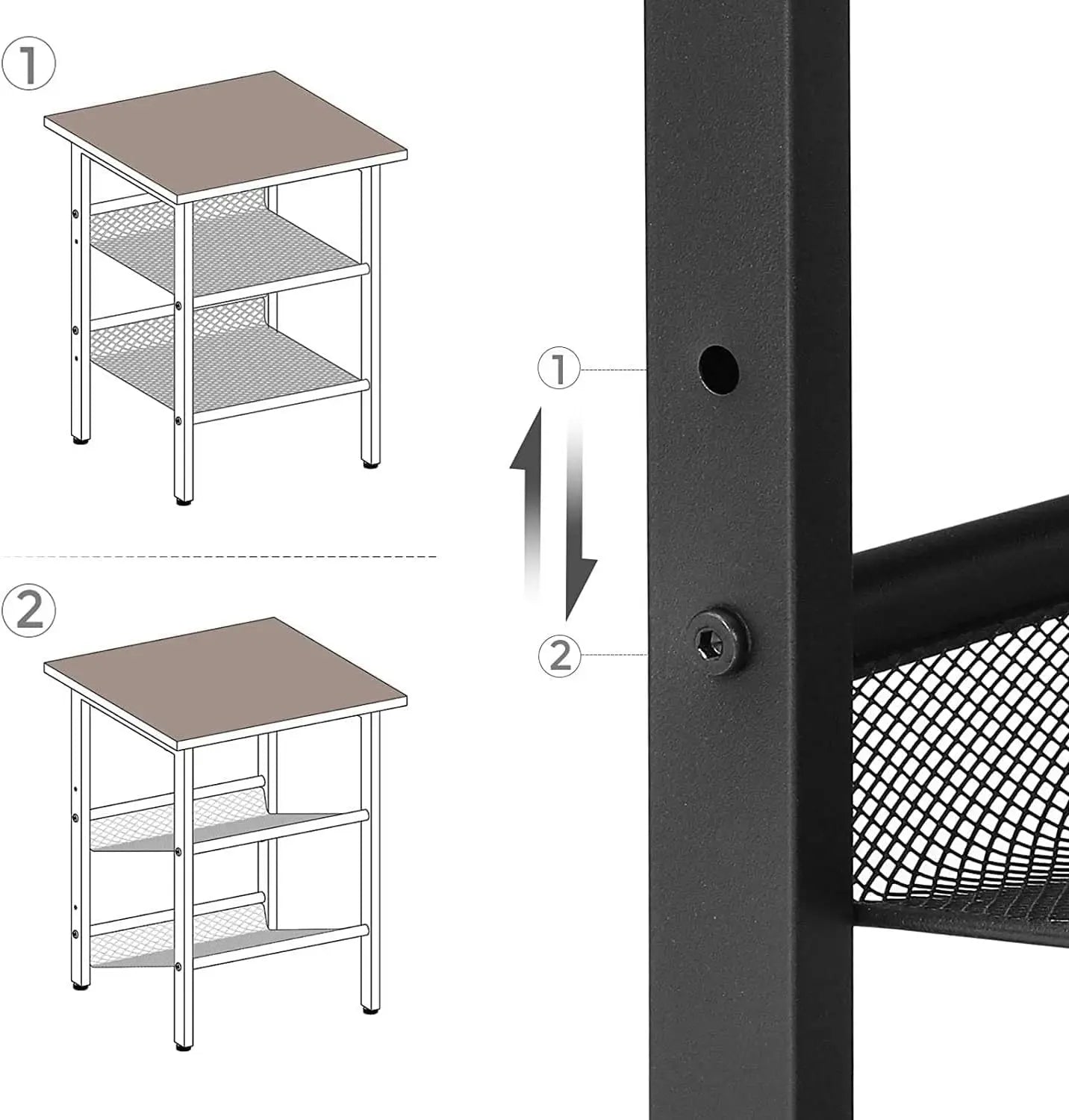 Tavolinetto industrial 2 ripiani 40x40x65h