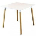 Tavolo Lione 80x80 - Piano in ABS Bianco con gambe in legno