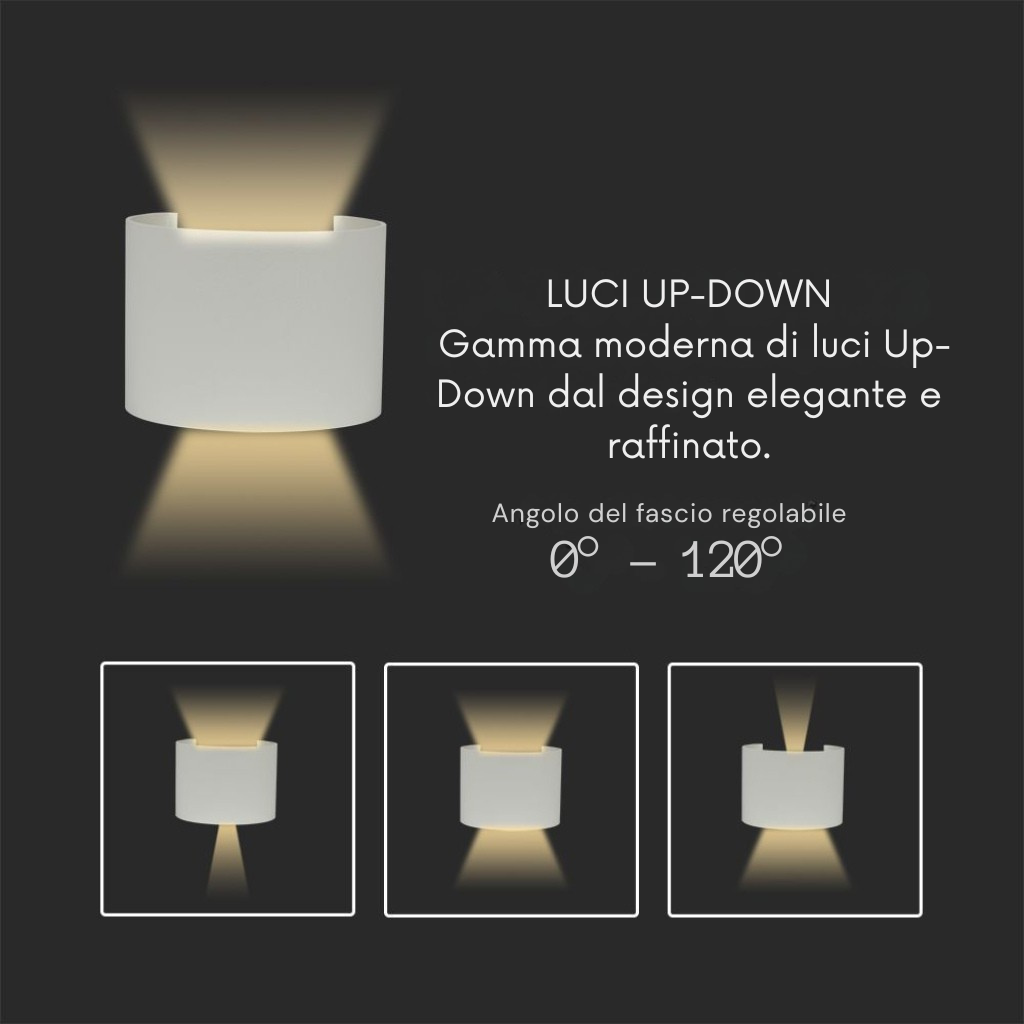 Lampada LED da Muro Doppio Fascio Regolabile 6W IP65 Grigio