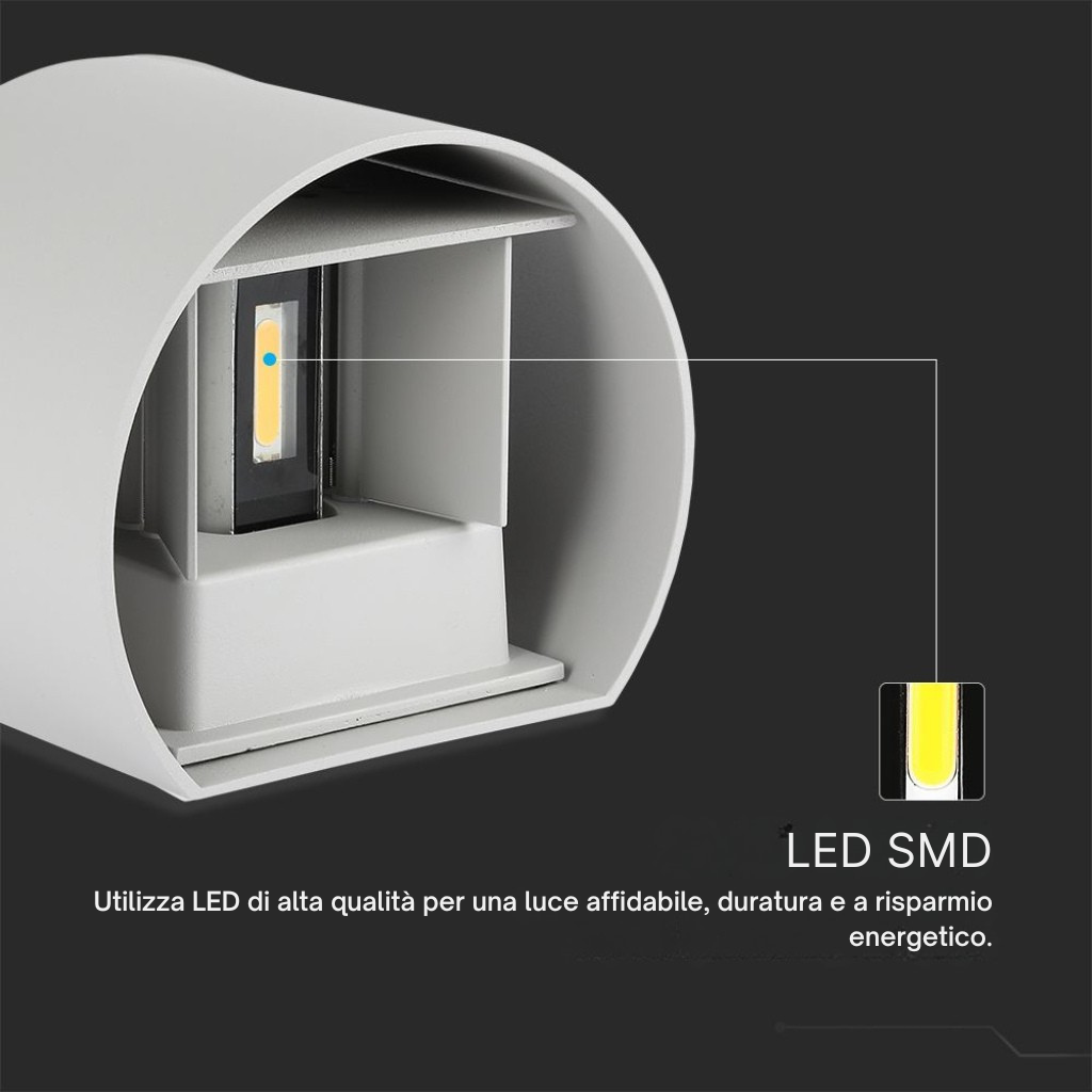 Lampada LED da Muro Doppio Fascio Regolabile 6W IP65 Grigio