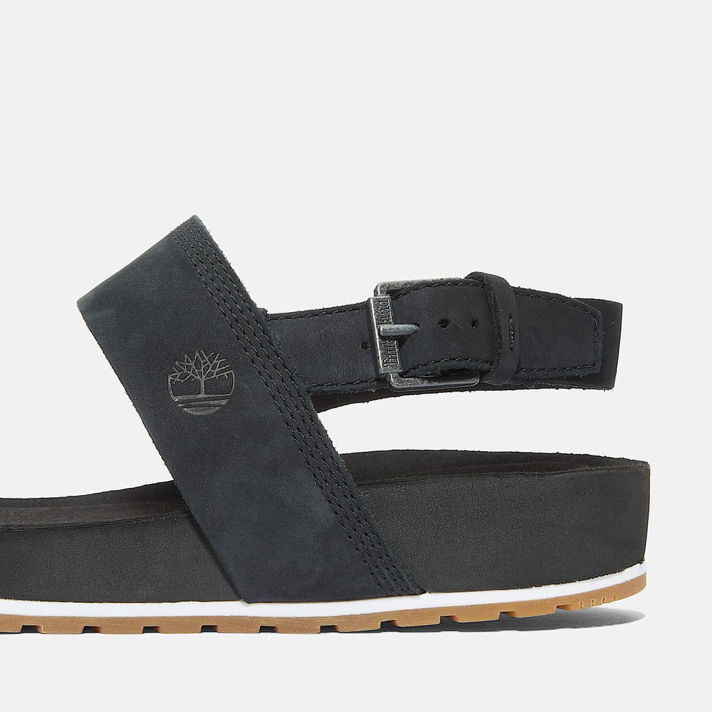 Timberland Malibu Waves Sandalo Donna Nero Cinturino Posteriore Pelle OrthoLite - TB0A2AT9001