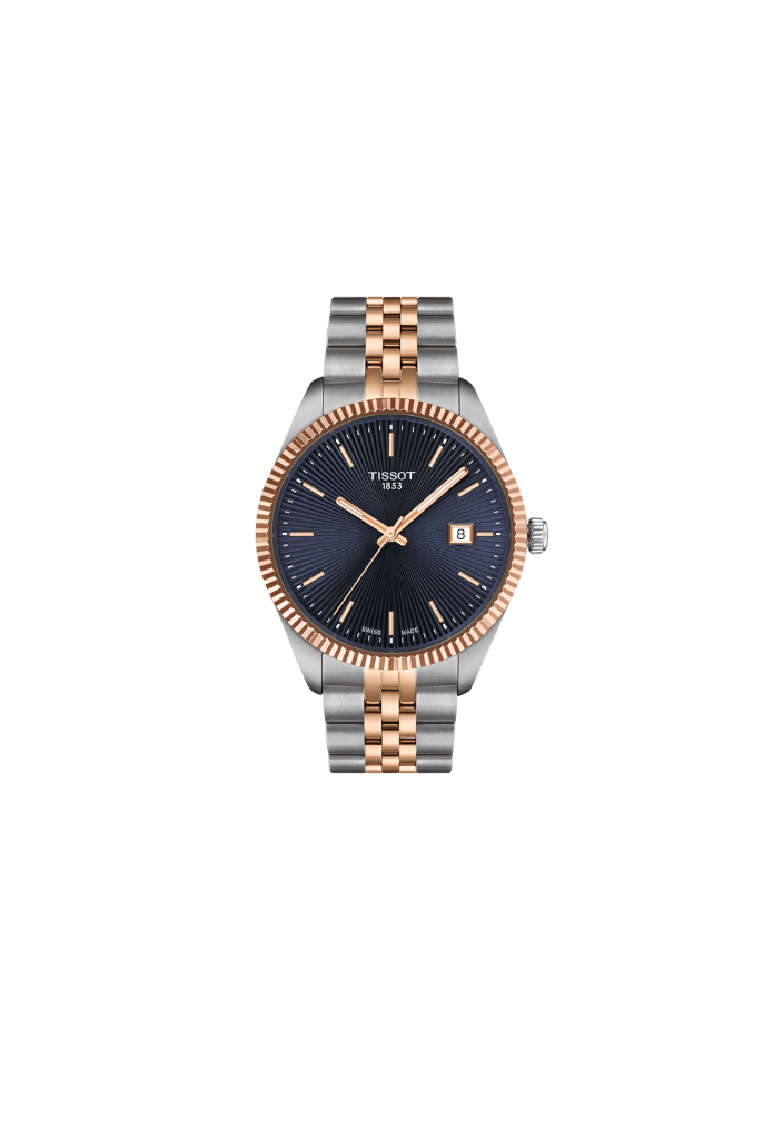Tissot Ballade 40mm – Orologio da uomo con quadrante blu e cassa in acciaio PVD oro rosa | T156.410.22.041.00