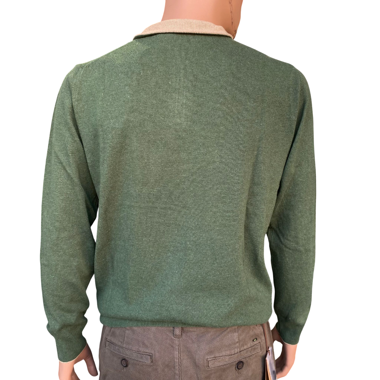 Trez Maglia Uomo Mezza Zip Macchia-VLPK M49631 842 Verde – Comfort e stile Streetwear