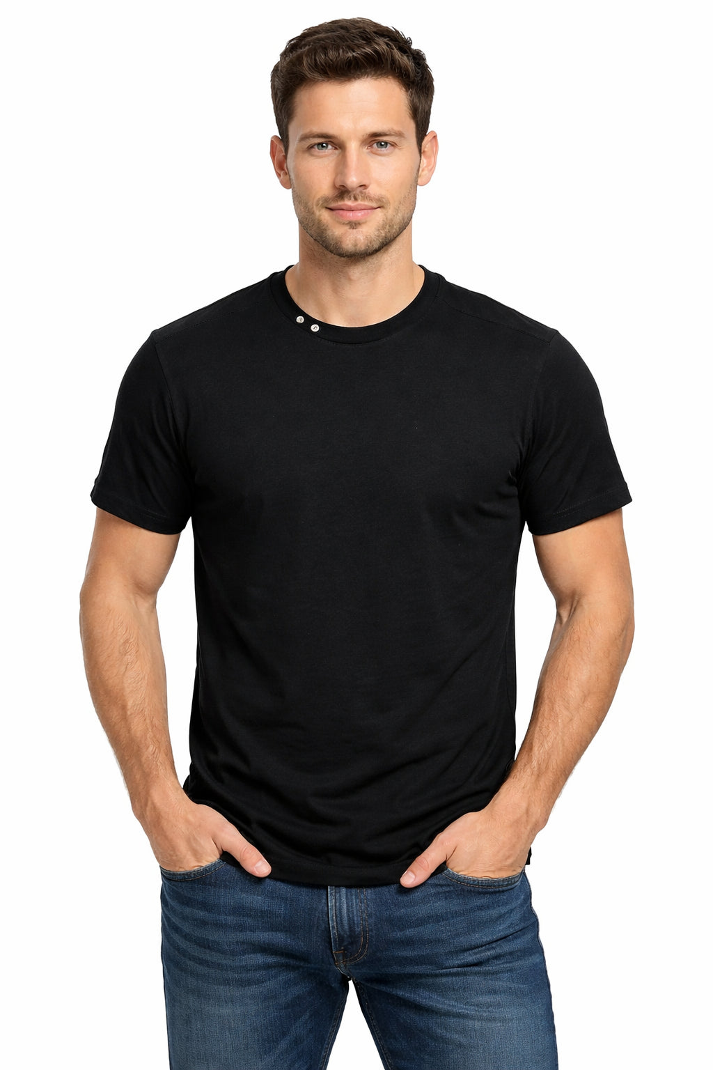 Trez T-shirt Uomo Cotone Fiammato Nera - M49983/261