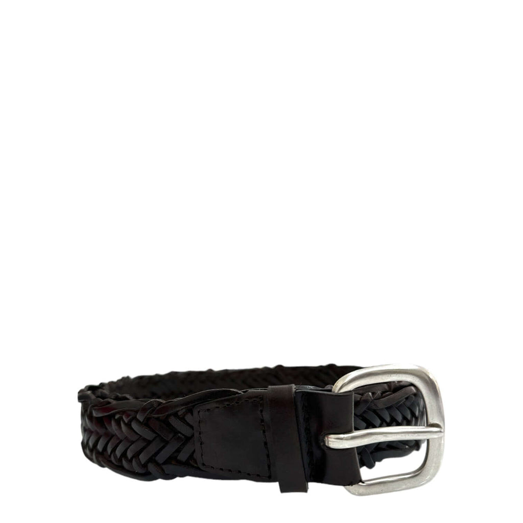 Cintura Intrecciata Masculine in Cuoio Testa di Moro