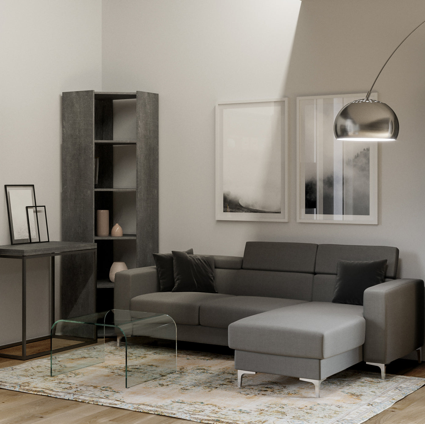 Librerie Angolari Kato A e B: Design Elegante e Funzionale 60.3x204x60.3 cm
