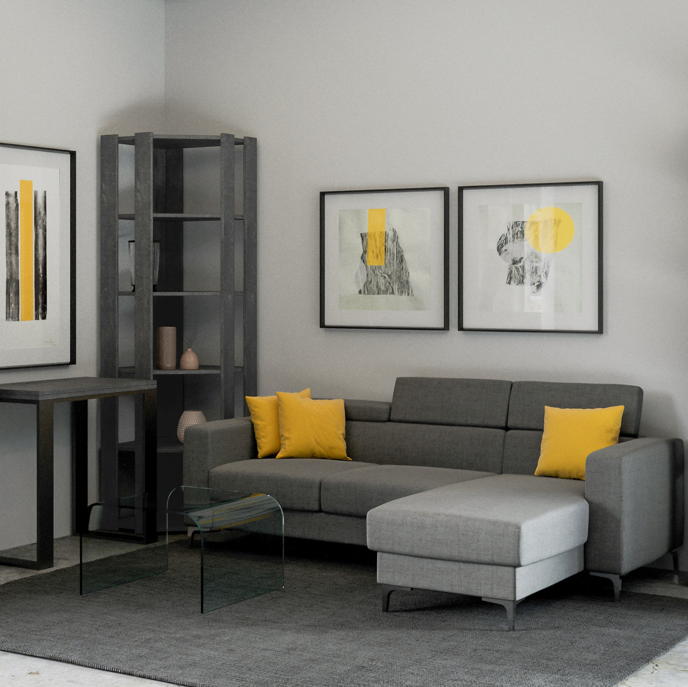 Librerie Angolari Kato A e B: Design Elegante e Funzionale 60.3x204x60.3 cm